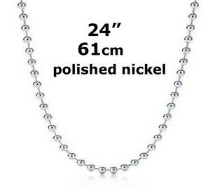 24" Polished Nickel Ball Chain